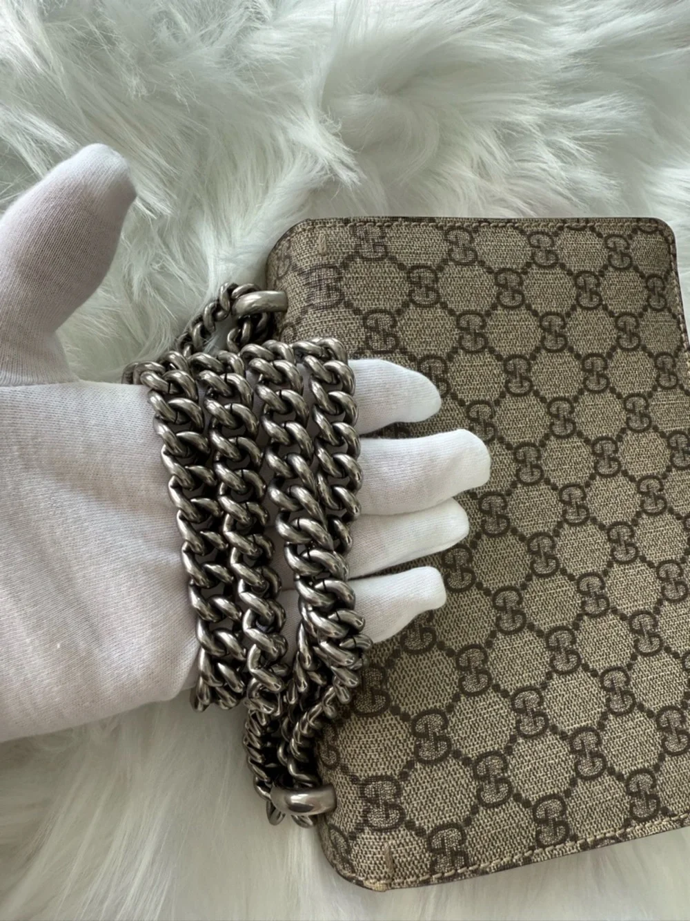 Gucci: GG Canvas and Red Suede Mini Dionysus Shoulder Bag AUTHENTIC - Picture 15 of 16